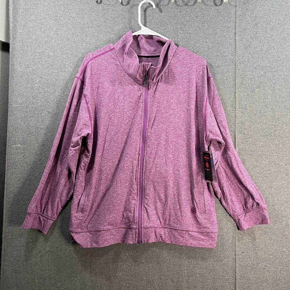 Gymwrap Heathered Knit Zip-Up Jacket with Side Pockets Dahlia Heather Large